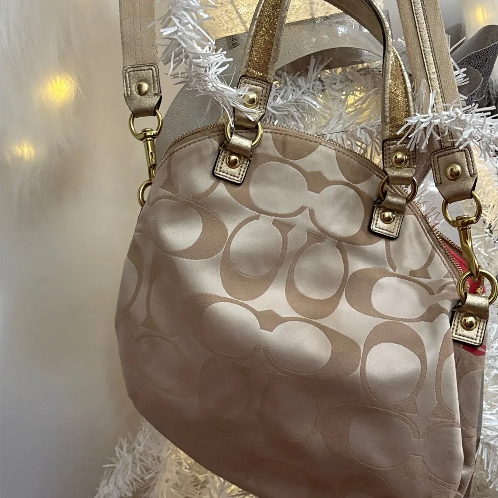 Coach Beige Handbag with Colorful Floral Accents - Picture 5 of 5